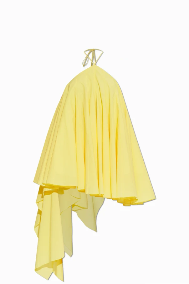 GELB Plissiertes Kleid mit asymmetrischem Schnitt