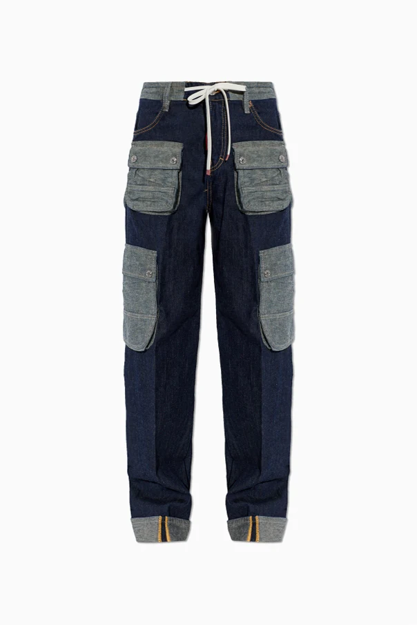GRANATOWY Jeansy typu ‘Cargo’