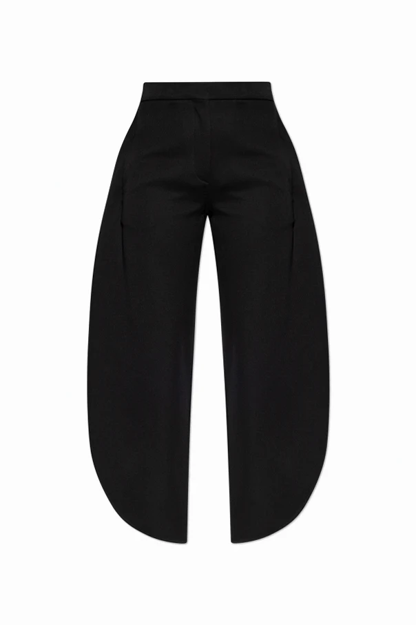 BLACK Wool pants with slit legs
