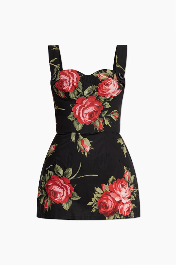 SCHWARZ Top mit Blumenmuster