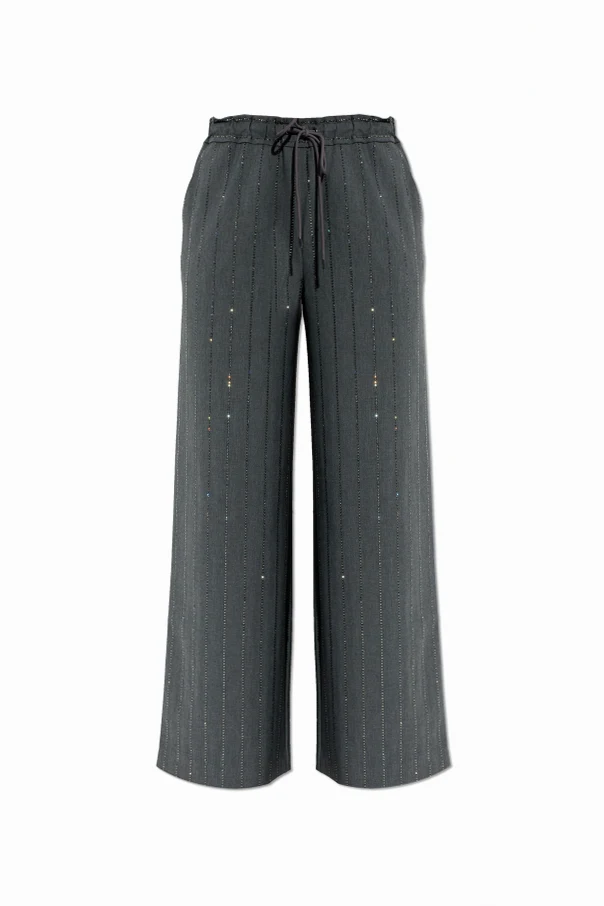 SZARY Spodnie z połyskującymi cekinami