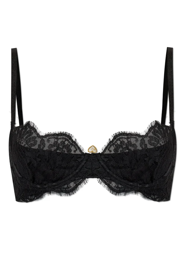 SCHWARZ Seiden-BH mit Spitze