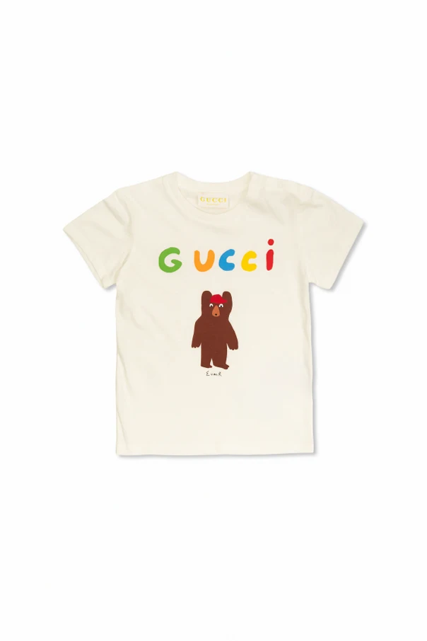 cream T-shirt with colorful print