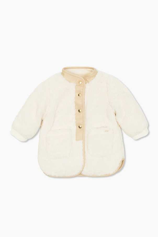 cream Faux fur jacket with pockets