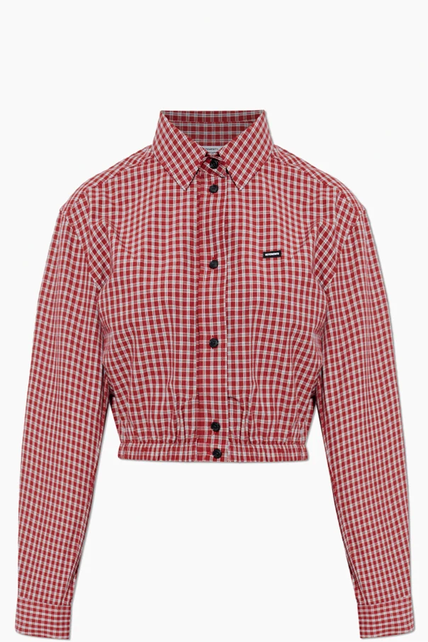 RED Short plaid shirt