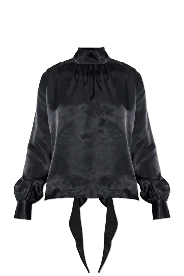 BLACK Satin top with open back