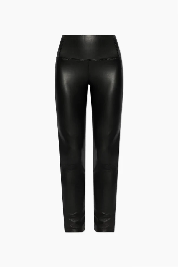 CZARNY Leginsy `Cora` z eco skóry