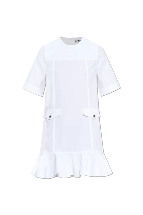 WEISS Kleid mit Rüsche