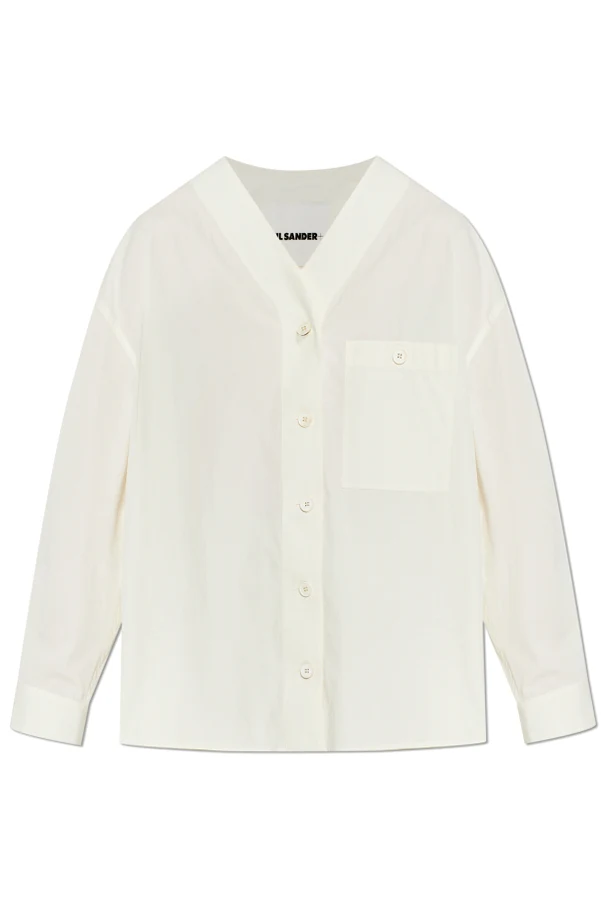 CREME Bluse mit V-Ausschnitt