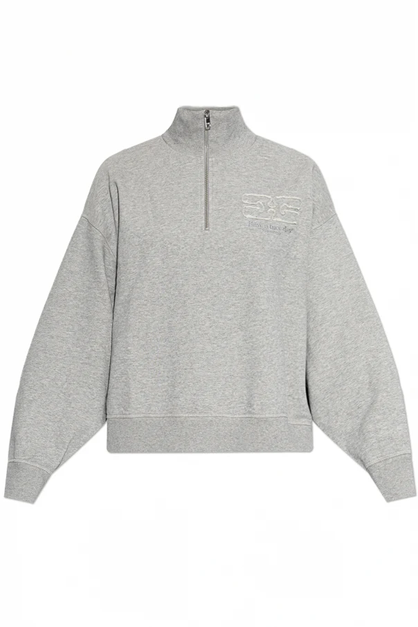 GRAU Oversize-Sweatshirt mit Stehkragen