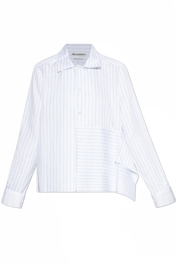 WHITE Asymmetrical striped pattern shirt