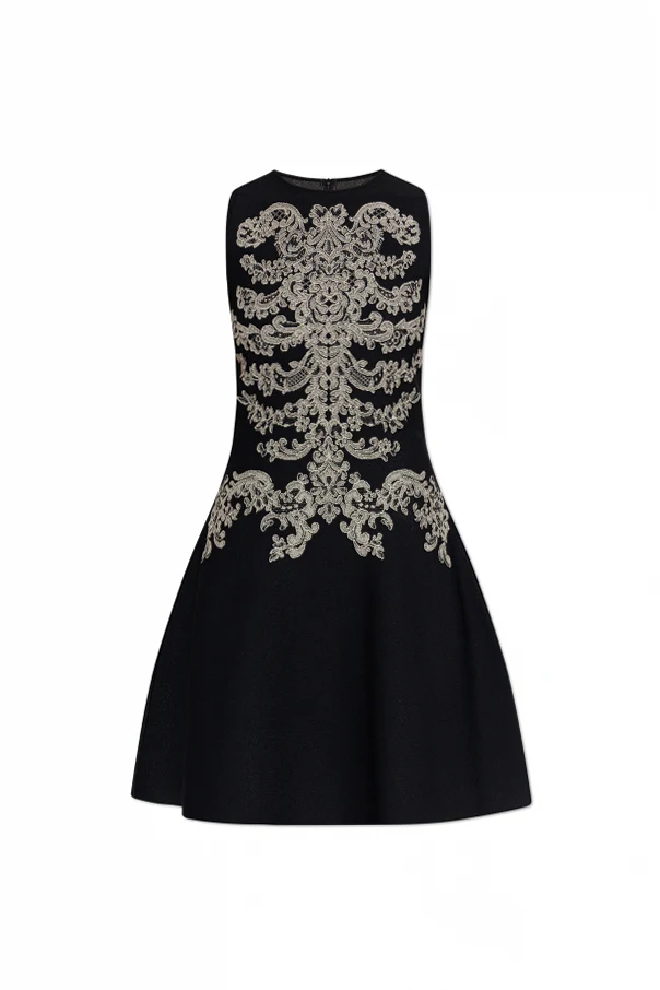 SCHWARZ Kleid mit dekorativem Muster