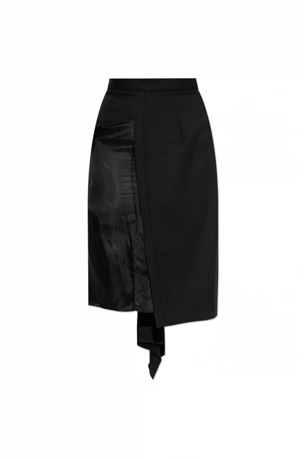 BLACK Asymmetrical skirt with slit