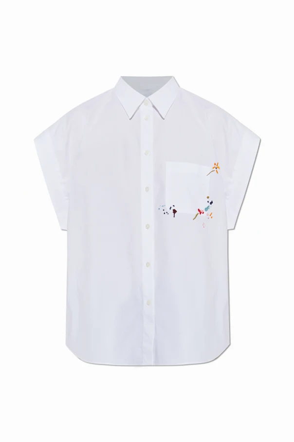 WEISS Hemd mit bunter Stickerei