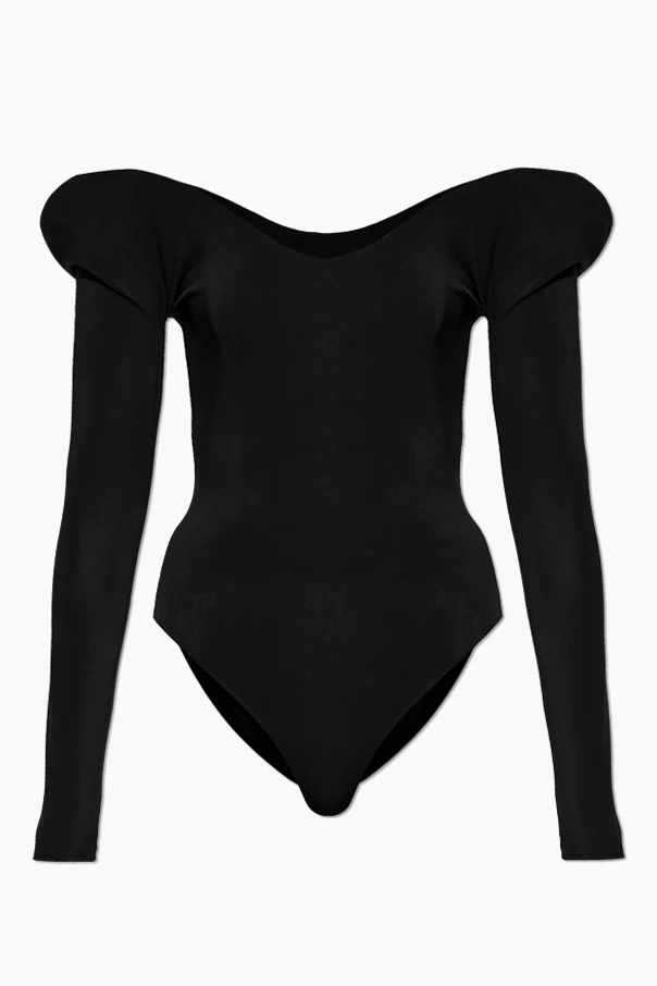 SCHWARZ Body mit langen Ärmeln