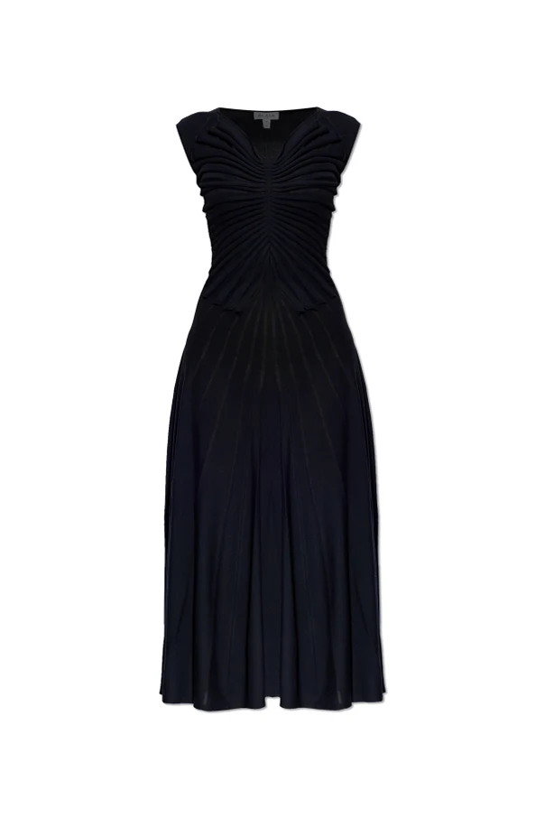 MARINEBLAU Wollkleid mit dekorativer Drapierung