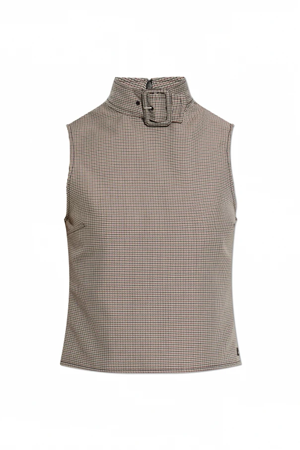 BEIGE Top mit Hahnentrittmuster