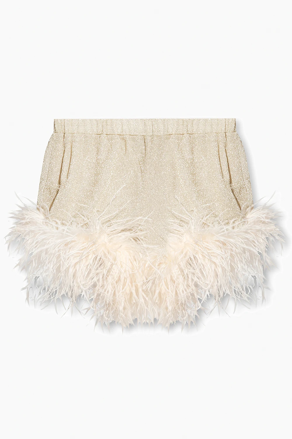 Shorts with ostrich feathers