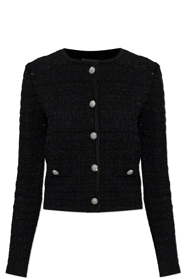 SCHWARZ Cardigan mit glänzenden Applikationen