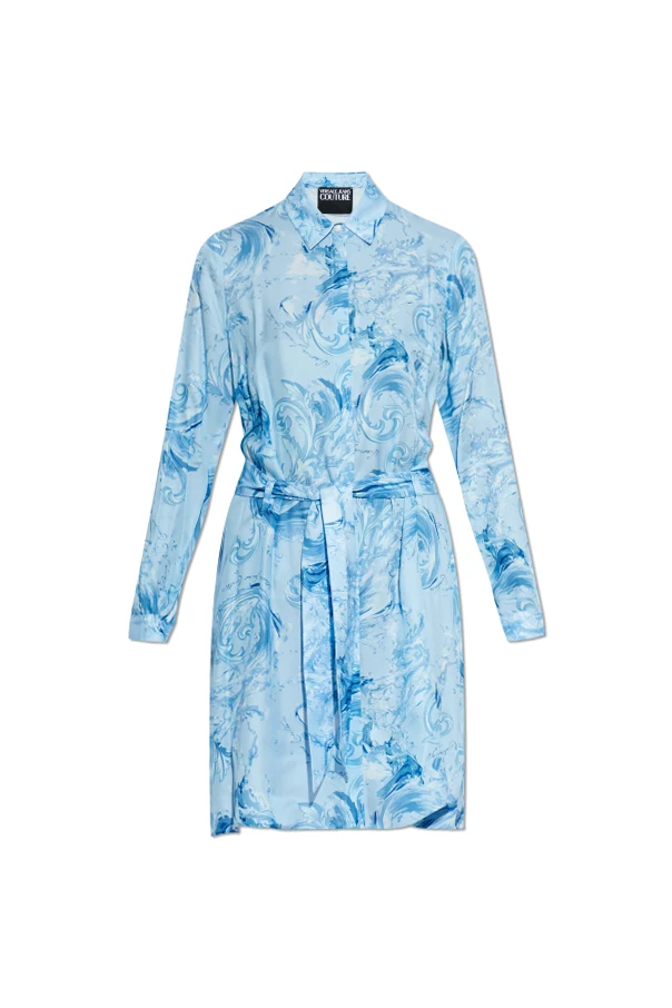 BLAU Kleid mit Gürtel