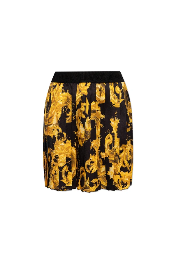CZARNY Plisowana spódnica ze wzorem `barocco`