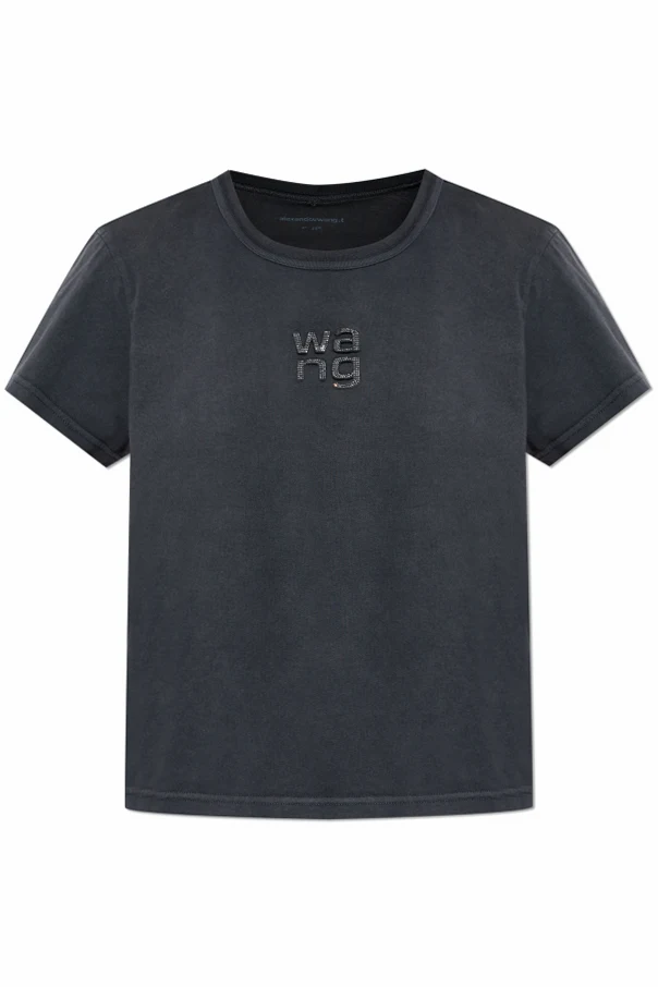 SZARY T-shirt z wypukłym logo z cekinami