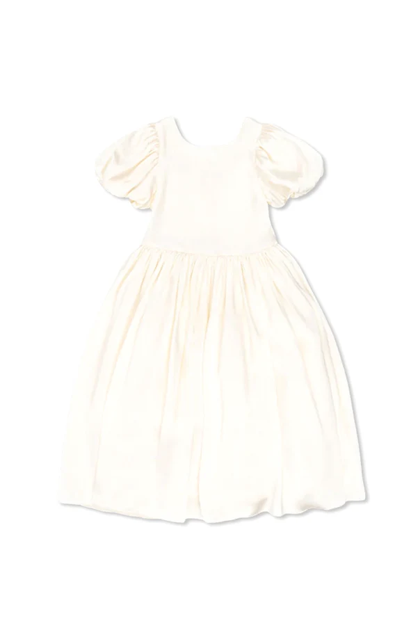 cream Dress with puff sleeves
