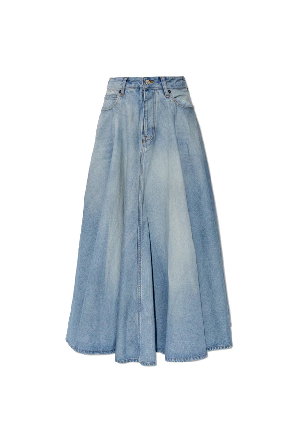 BLAU Ausgestellter Jeansrock