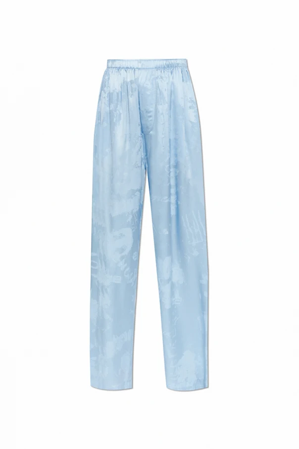 BLUE Loose-fit silk pants