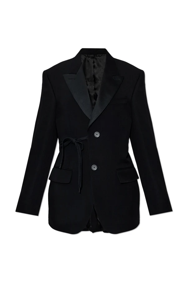 BLACK Wool blazer with single vent