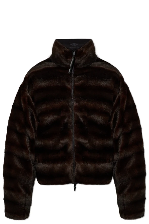 BROWN Reversible jacket with stand-up collar