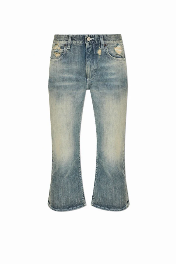 NIEBIESKI Jeansy z efektem `vintage`