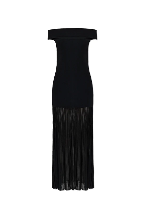 CZARNY Sukienka z plisowanym dołem