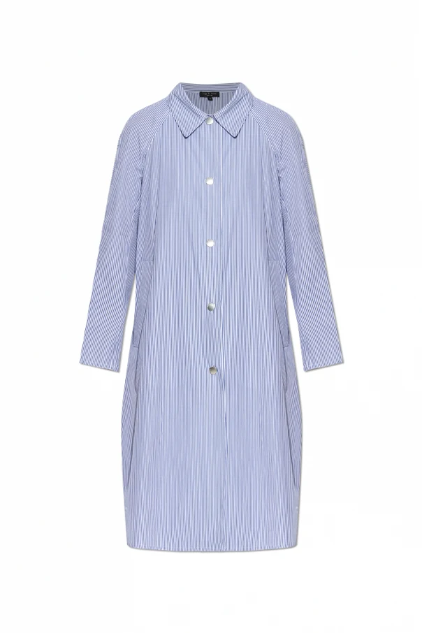 NIEBIESKI Bawełniany płaszcz ze wzorem w pasy