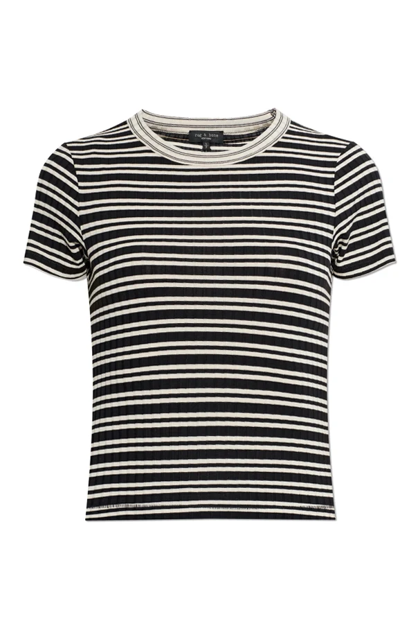 CZARNY Top ze wzorem w pasy