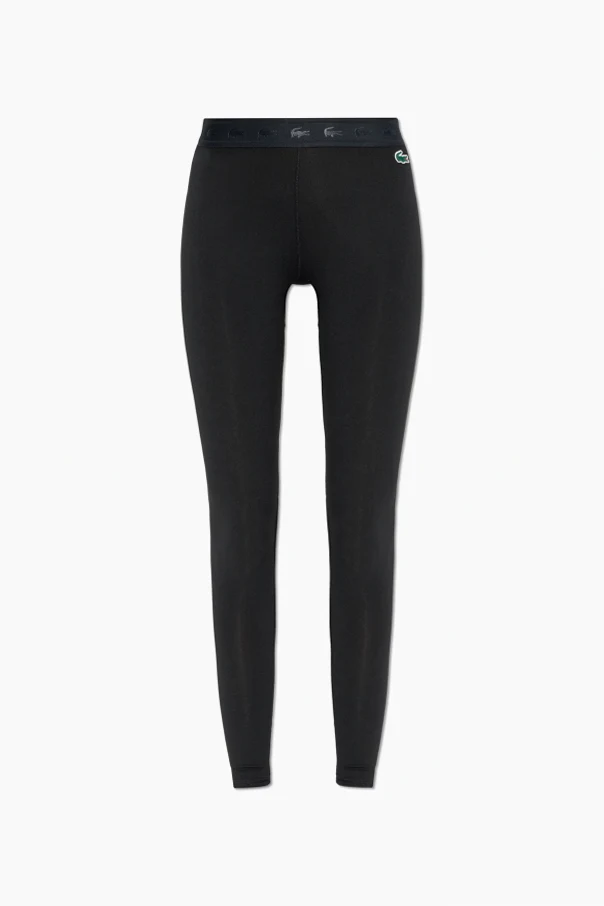 CZARNY Legginsy z naszywką z logo