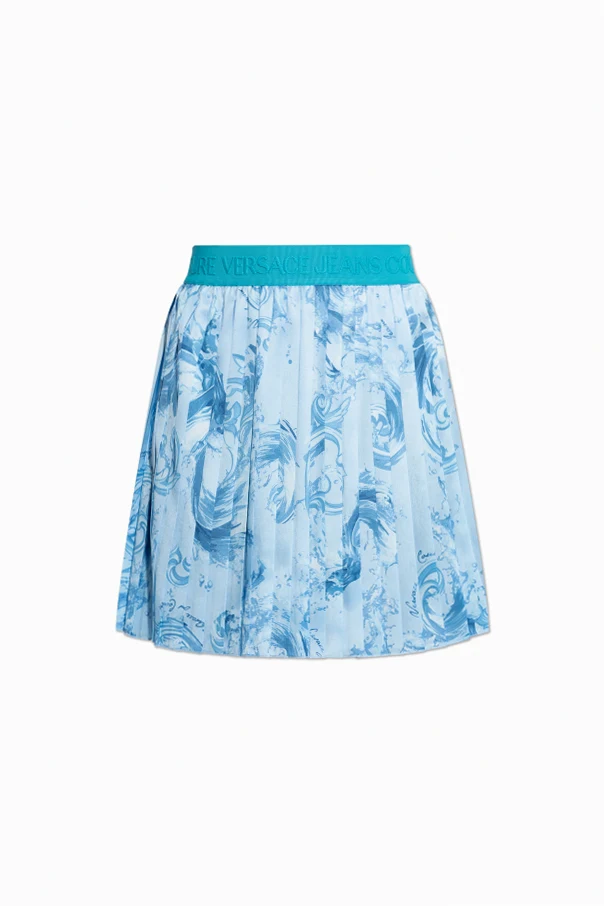 BLAU Plissierter Rock mit "barocco"-Muster