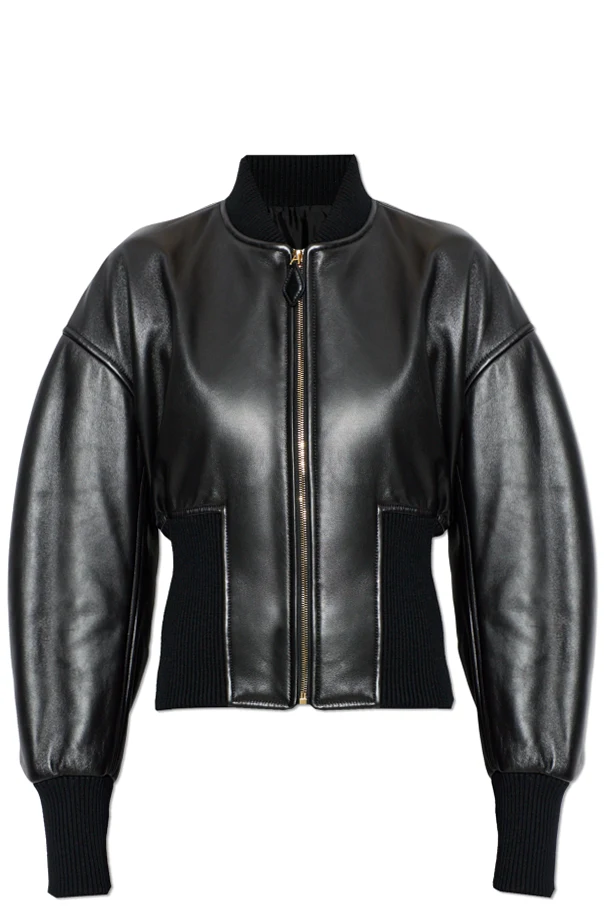 SCHWARZ Lederjacke im 'Bomber'-Stil