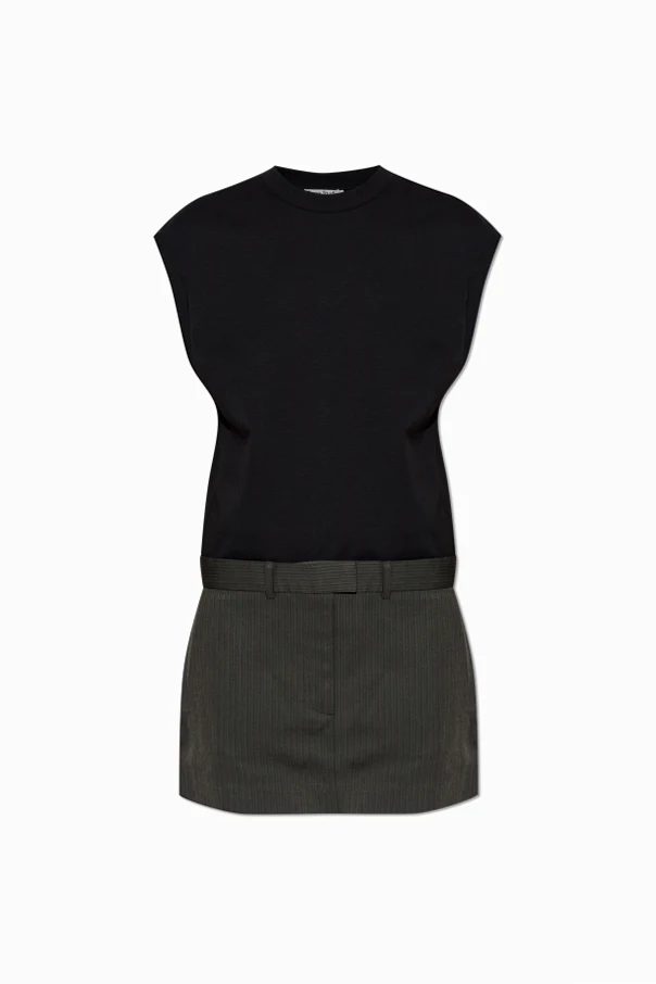 SCHWARZ Kleid aus gemischten Materialien