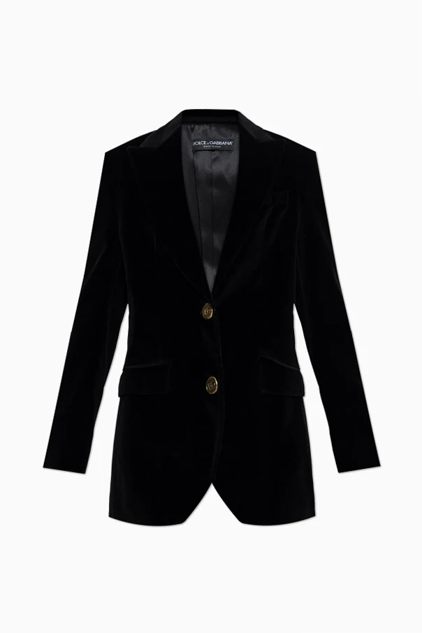 CZARNY Aksamitna marynarka z pojedynczym rozcięciem