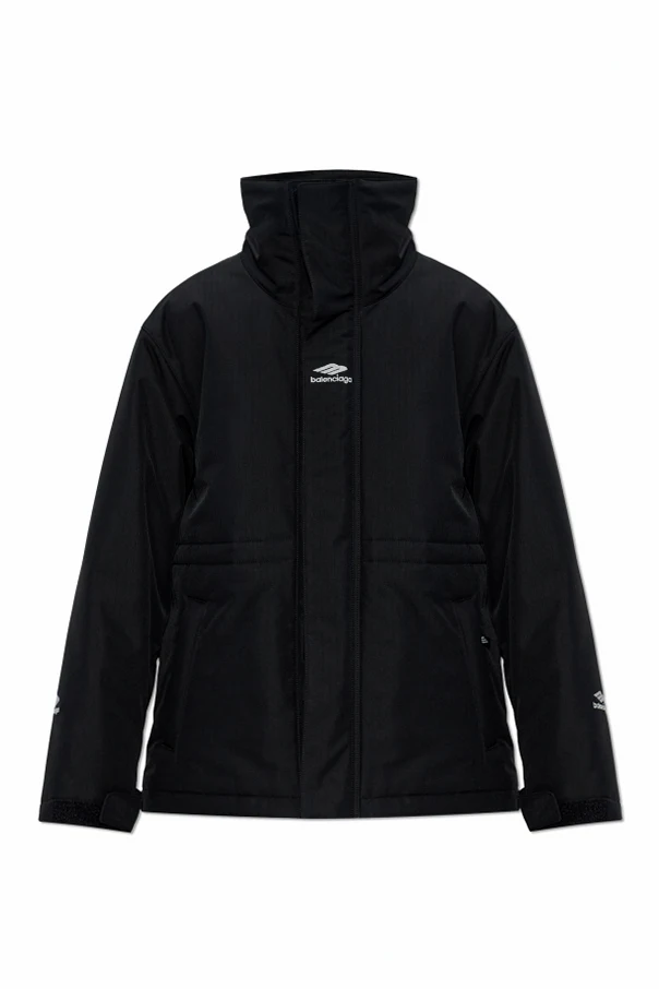 SCHWARZ Gefütterte Jacke mit Logo