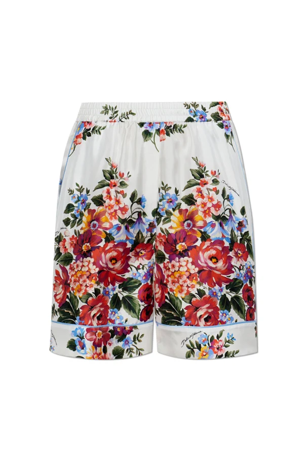 WEISS Seidenshorts mit Blumenmuster
