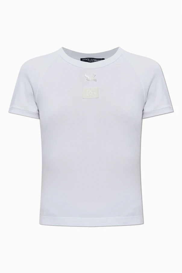 WEISS T-Shirt mit Logo-Patch