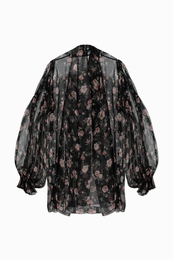 SCHWARZ Seidentop mit Blumenmuster