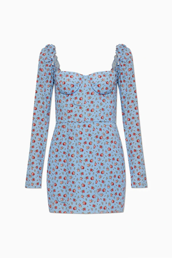 BLAU Seidenkleid mit Blumenmuster