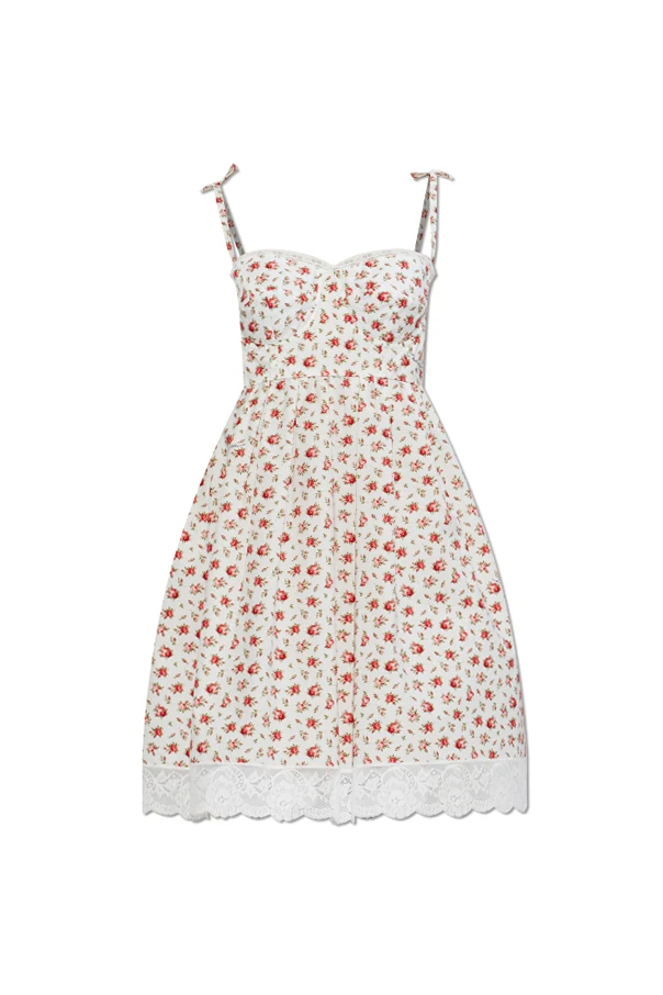 WEISS Baumwollkleid mit Spitzenbesatz