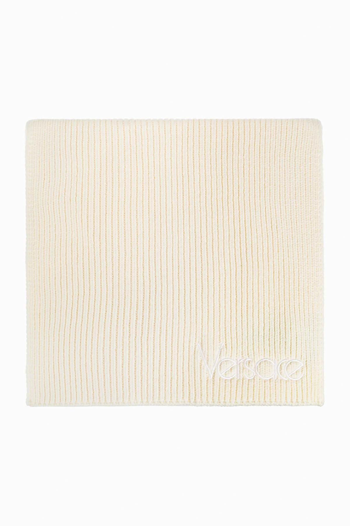 cream Wool scarf with logo