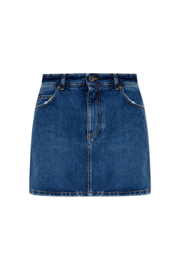 NIEBIESKI Jeansowa spódnica z efektem `vintage`