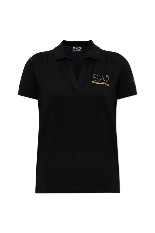 CZARNY Polo z logo
