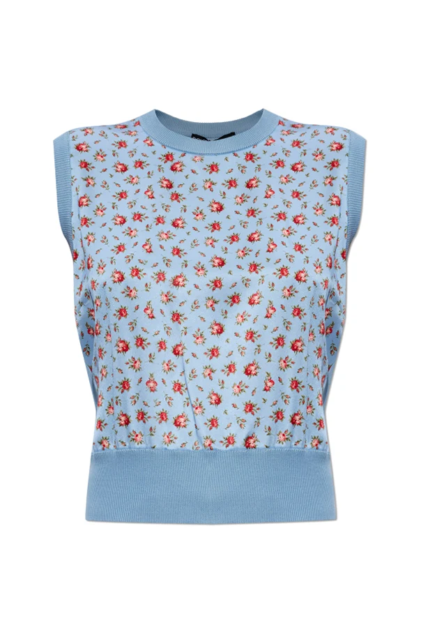 BLAU Seidenweste mit Blumenmuster